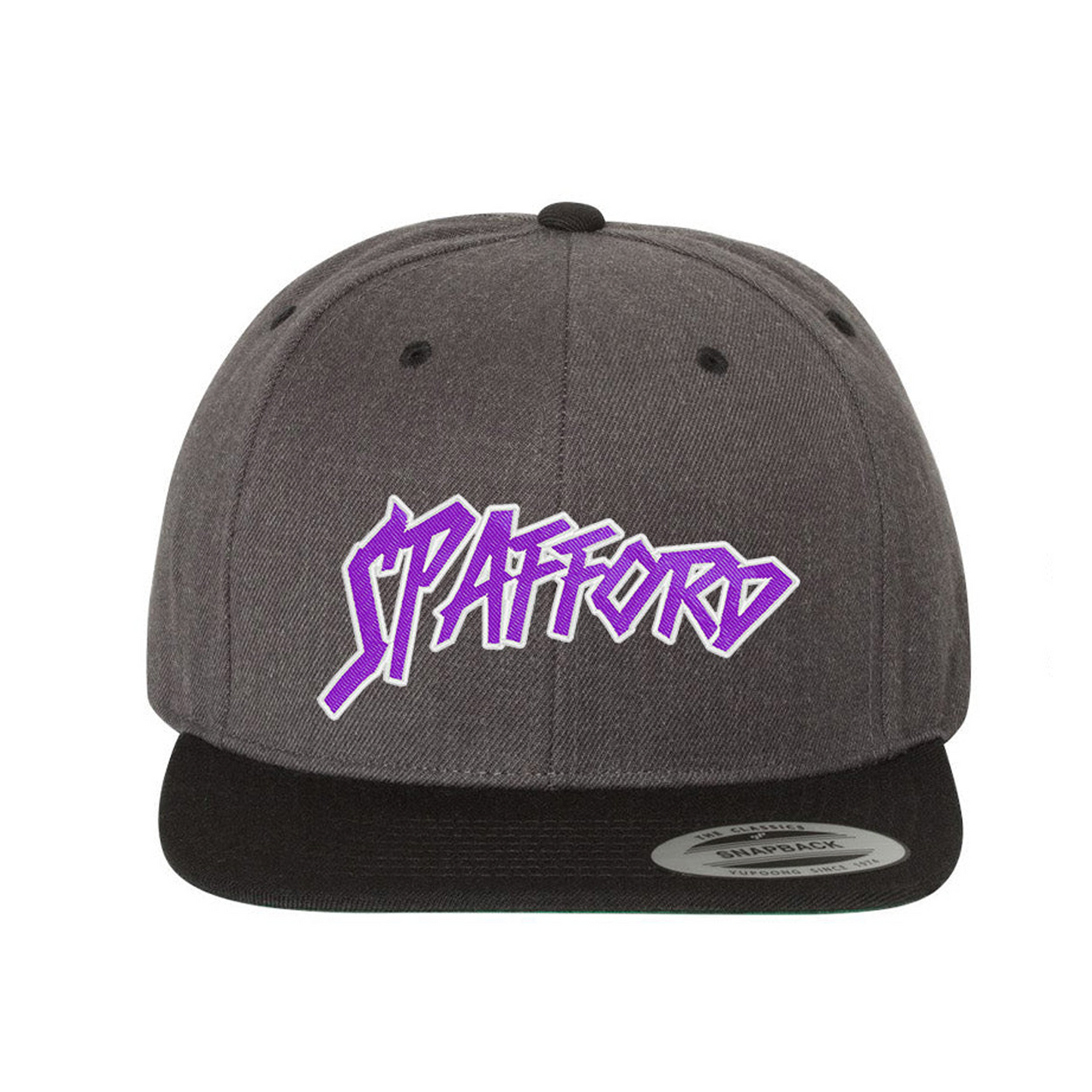 Spafford Comic Snapback Cap - Dark Heather/ Black cap- Purple