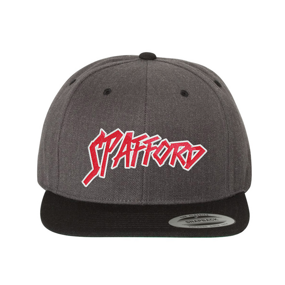 Spafford Comic Snapback Cap - Dark Heather/ Black- Red