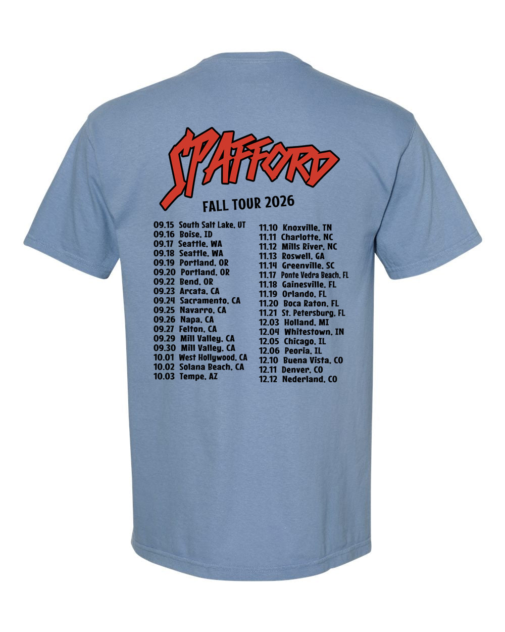 Spafford - Fall Tour ‘26 Comfort Colors T-shirt