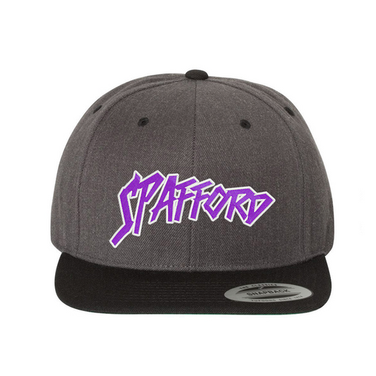 Spafford Comic Snapback Cap - Dark Heather/ Black cap- Purple